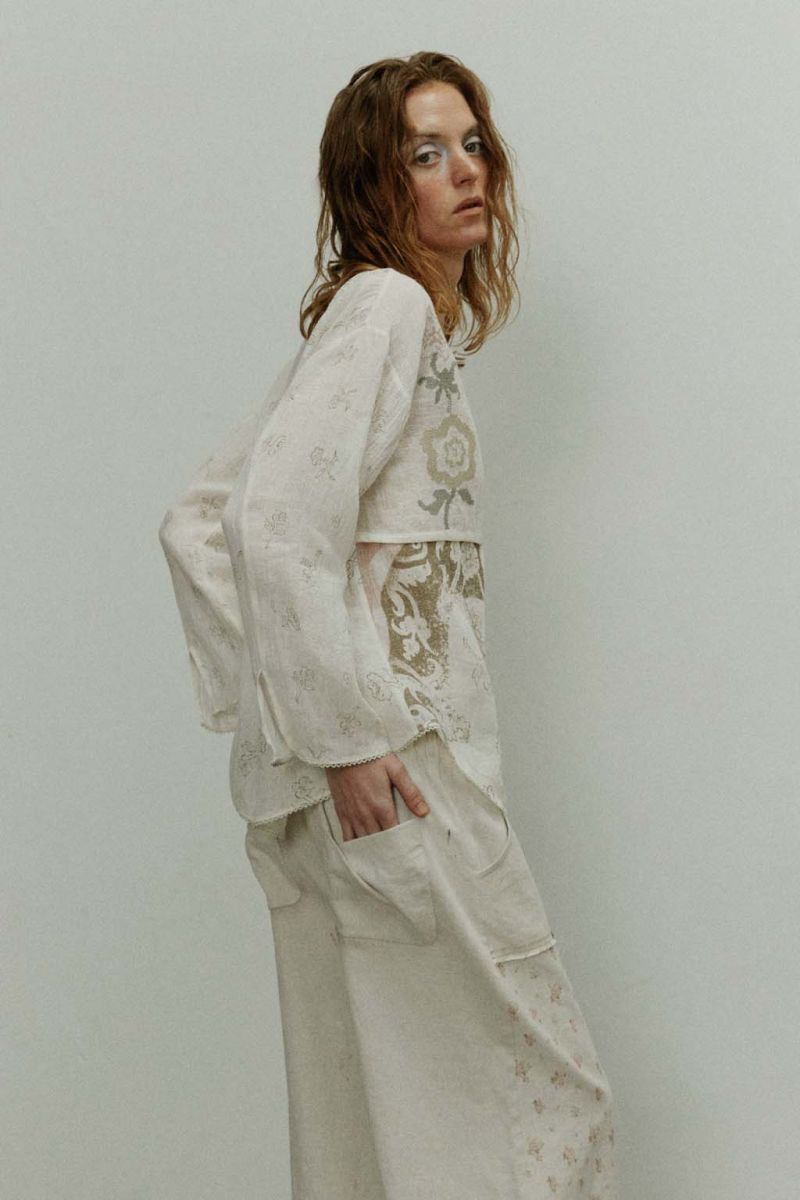Printed Patchwork Tie-Front Long-Sleeve Cardigan
