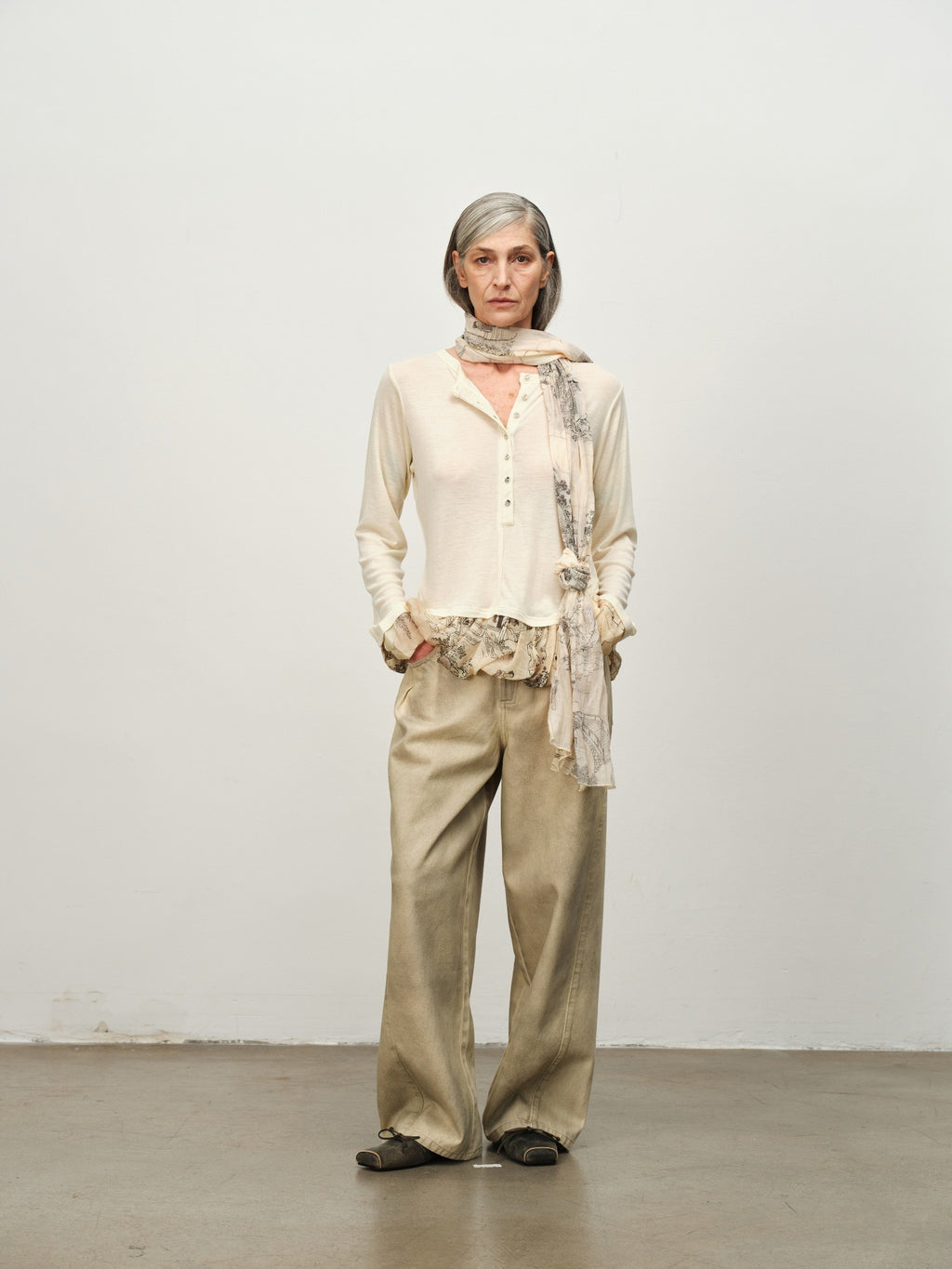 "Garden Dream" Print Wool Bubble-Hem Top