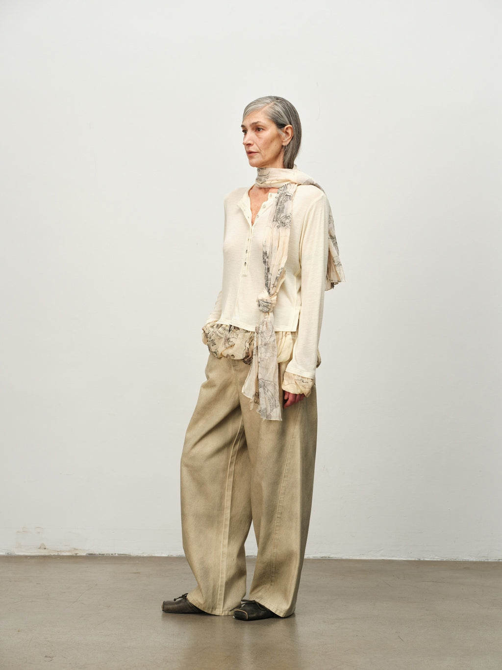 "Garden Dream" Print Wool Bubble-Hem Top