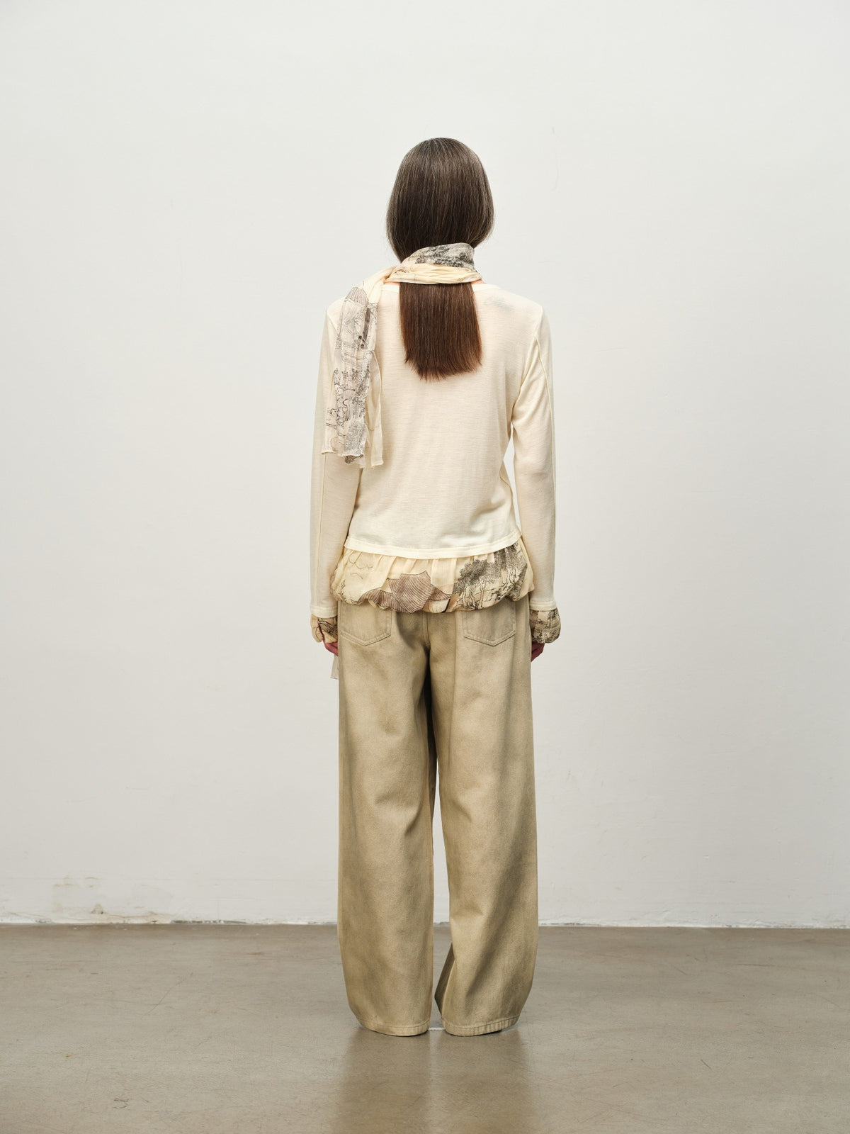 "Garden Dream" Print Wool Bubble-Hem Top