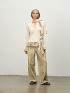"Garden Dream" Print Wool Bubble-Hem Top