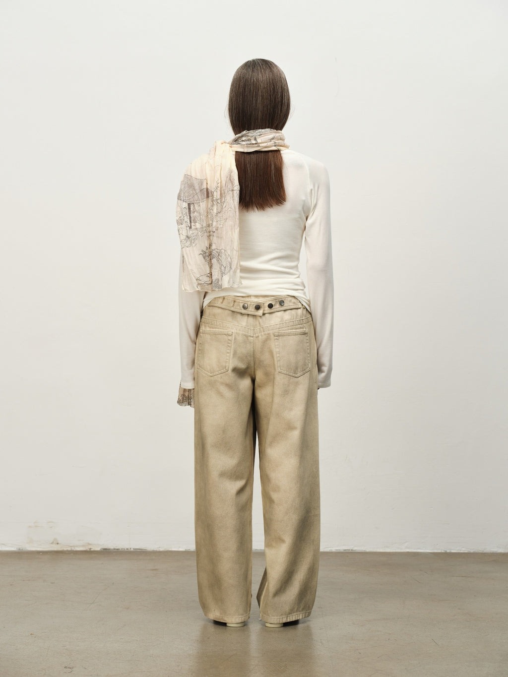 Asymmetric Cowl-Neck Wool Top