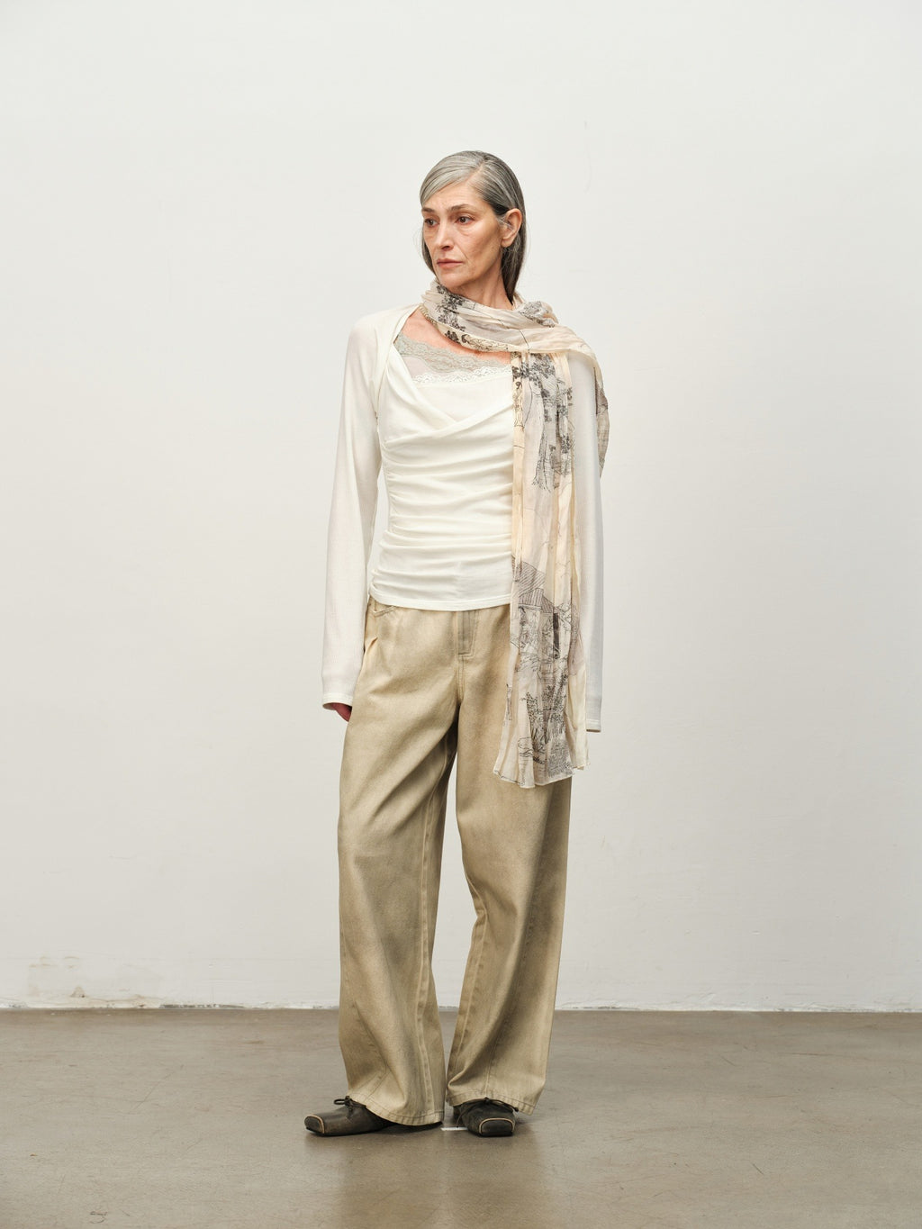 Asymmetric Cowl-Neck Wool Top