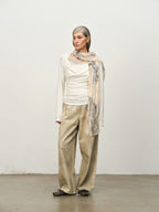 Asymmetric Cowl-Neck Wool Top