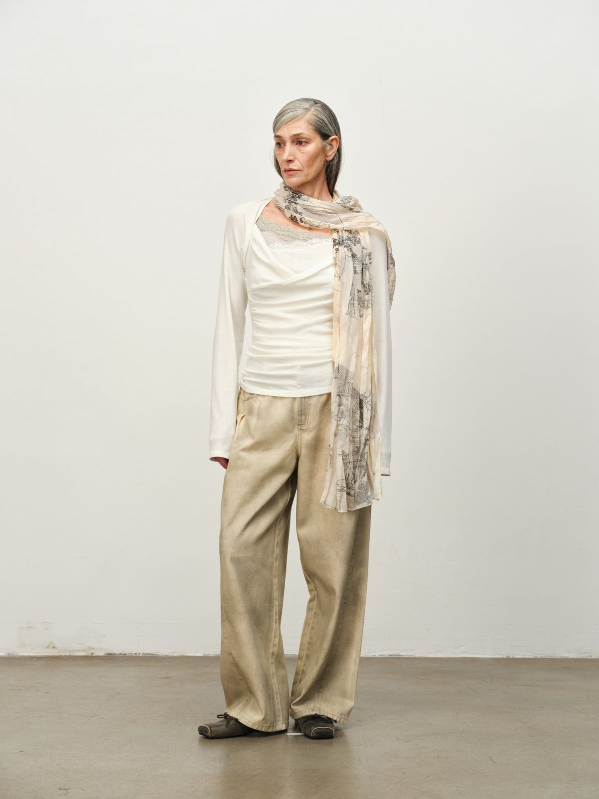 Asymmetric Cowl-Neck Wool Top