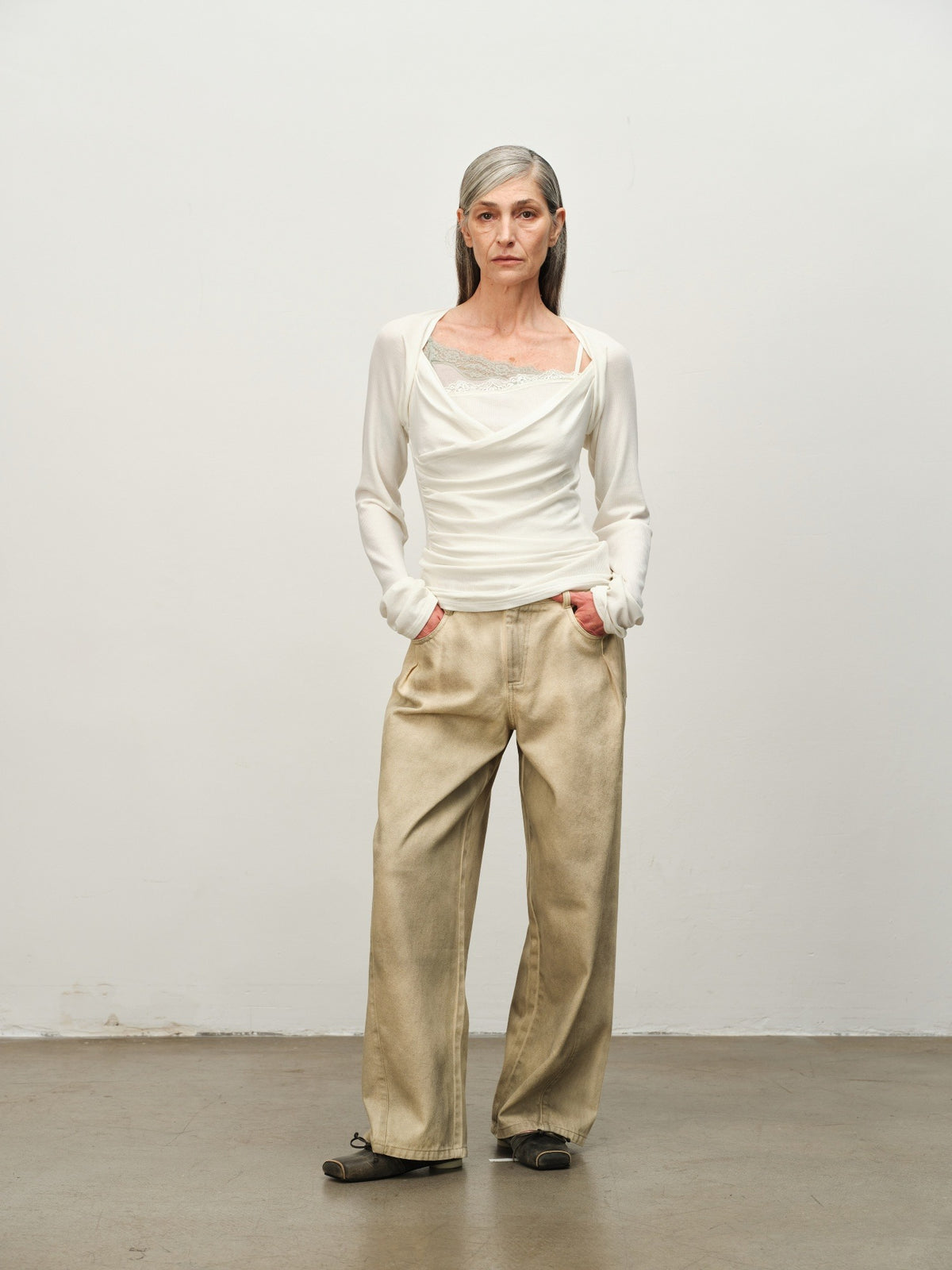 Asymmetric Cowl-Neck Wool Top