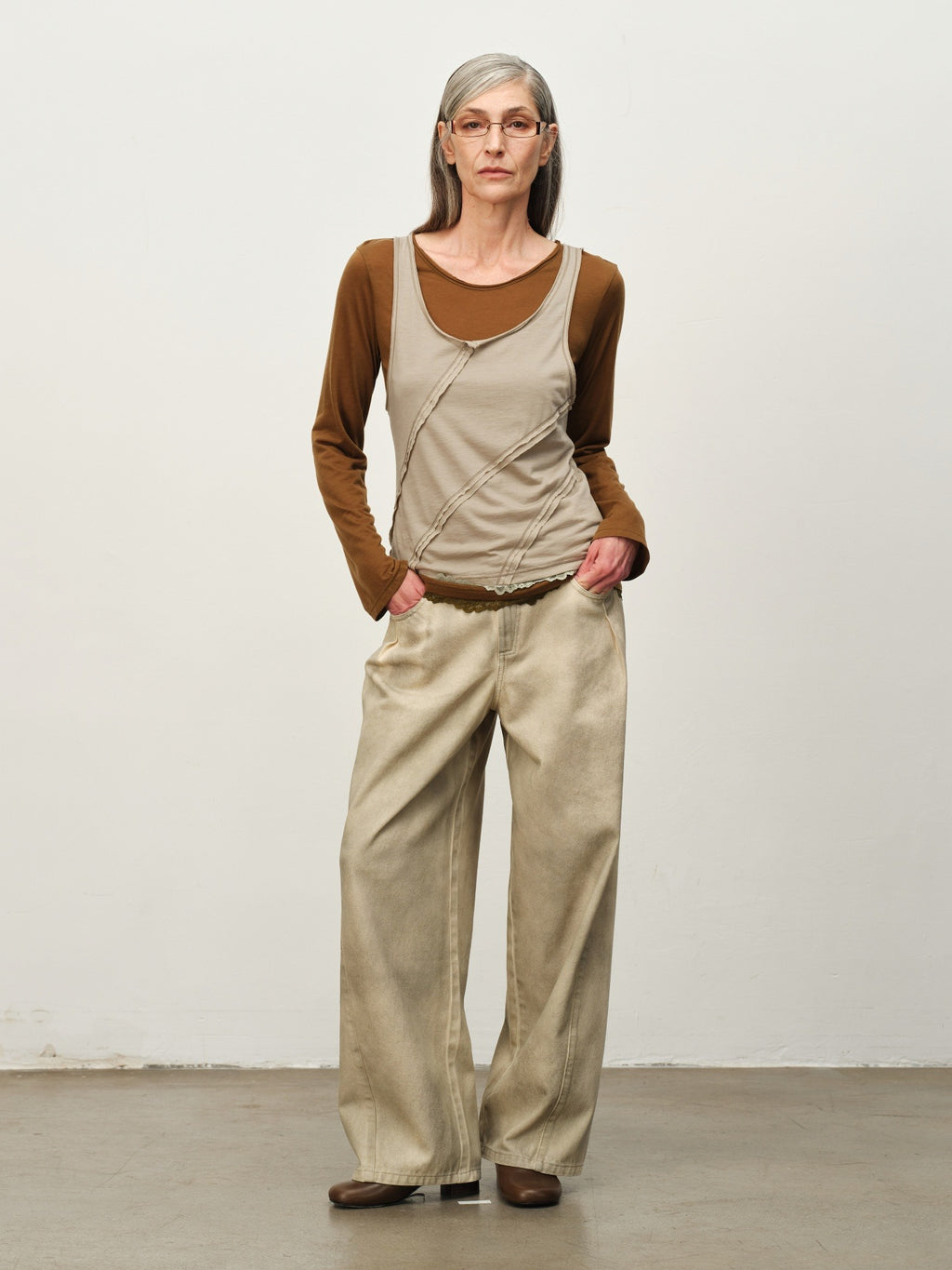 Colorblock Lace-Hem Layered Tee