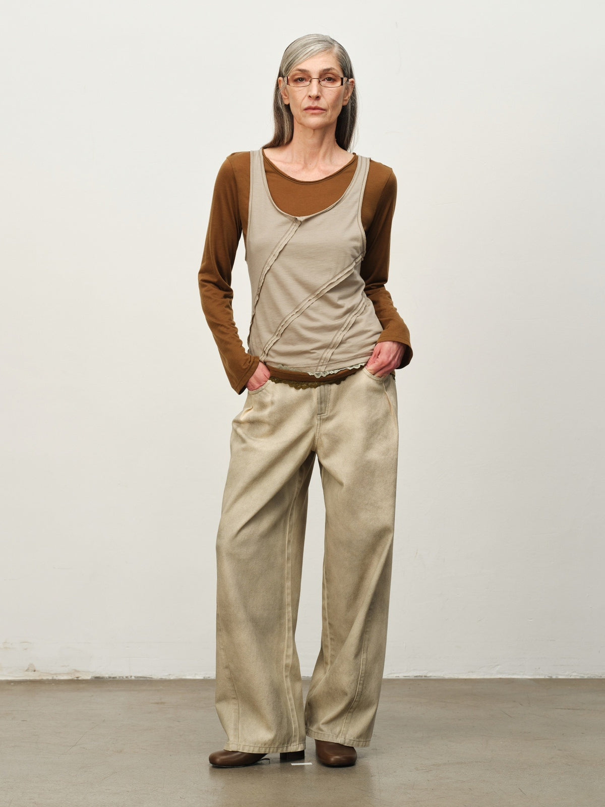 Colorblock Lace-Hem Layered Tee
