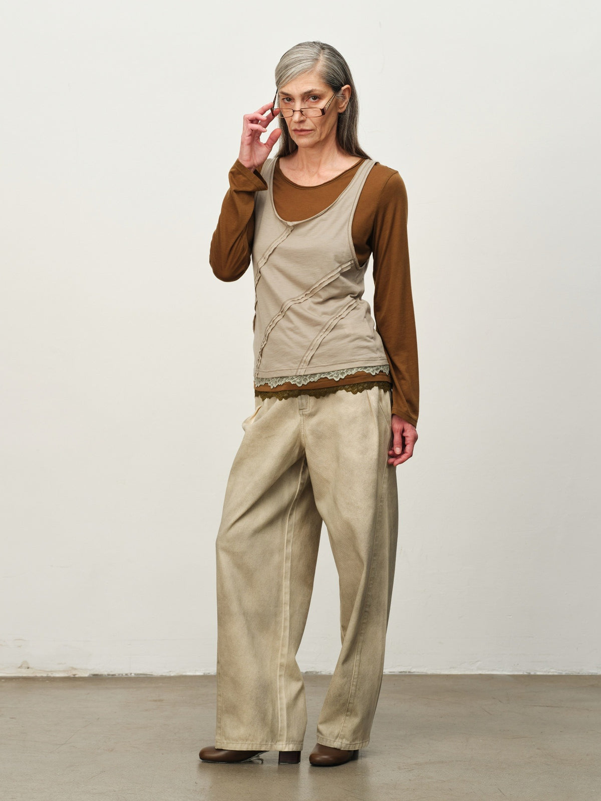 Colorblock Lace-Hem Layered Tee