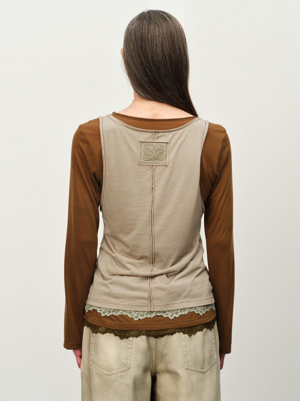 Colorblock Lace-Hem Layered Tee