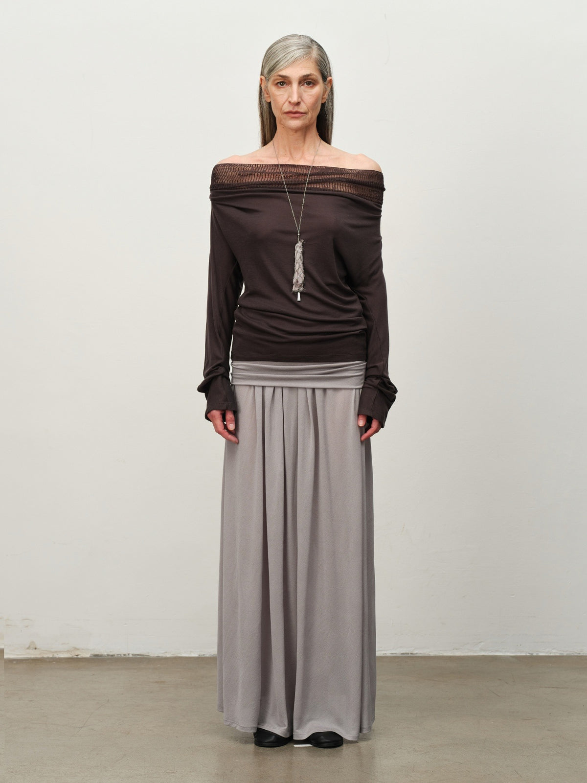 Sheer Acetate Knit Maxi Skirt