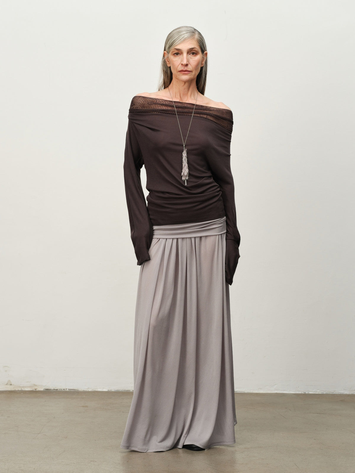 Sheer Acetate Knit Maxi Skirt