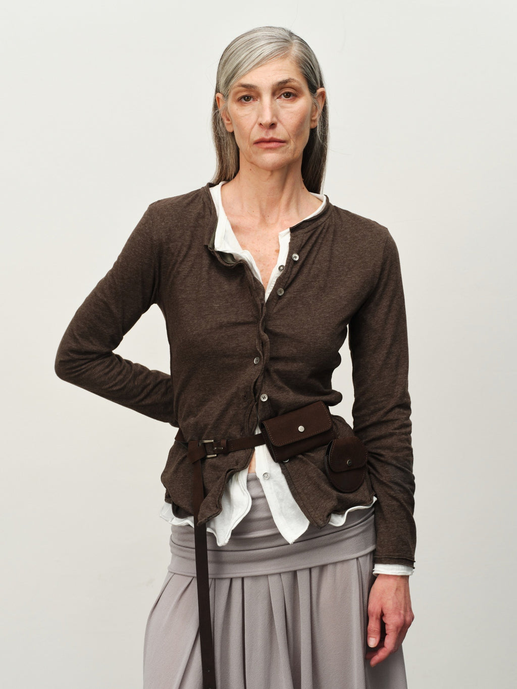 Linen-Blend Ruffle-Trim Cardigan