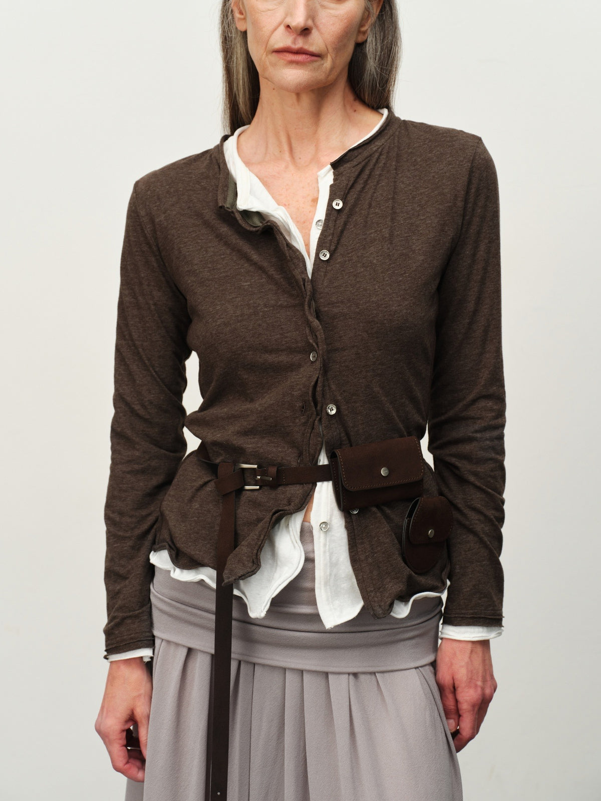 Linen-Blend Ruffle-Trim Cardigan