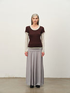Faux Two-Piece Lace Colorblock Top