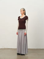 Faux Two-Piece Lace Colorblock Top
