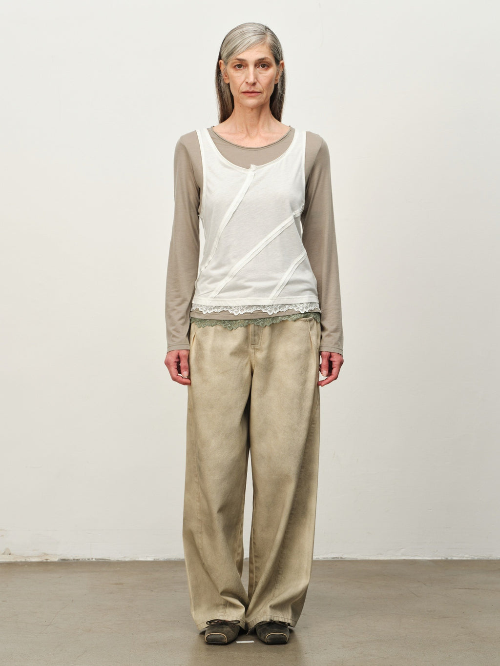 Colorblock Lace-Hem Layered Tee