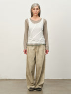 Colorblock Lace-Hem Layered Tee