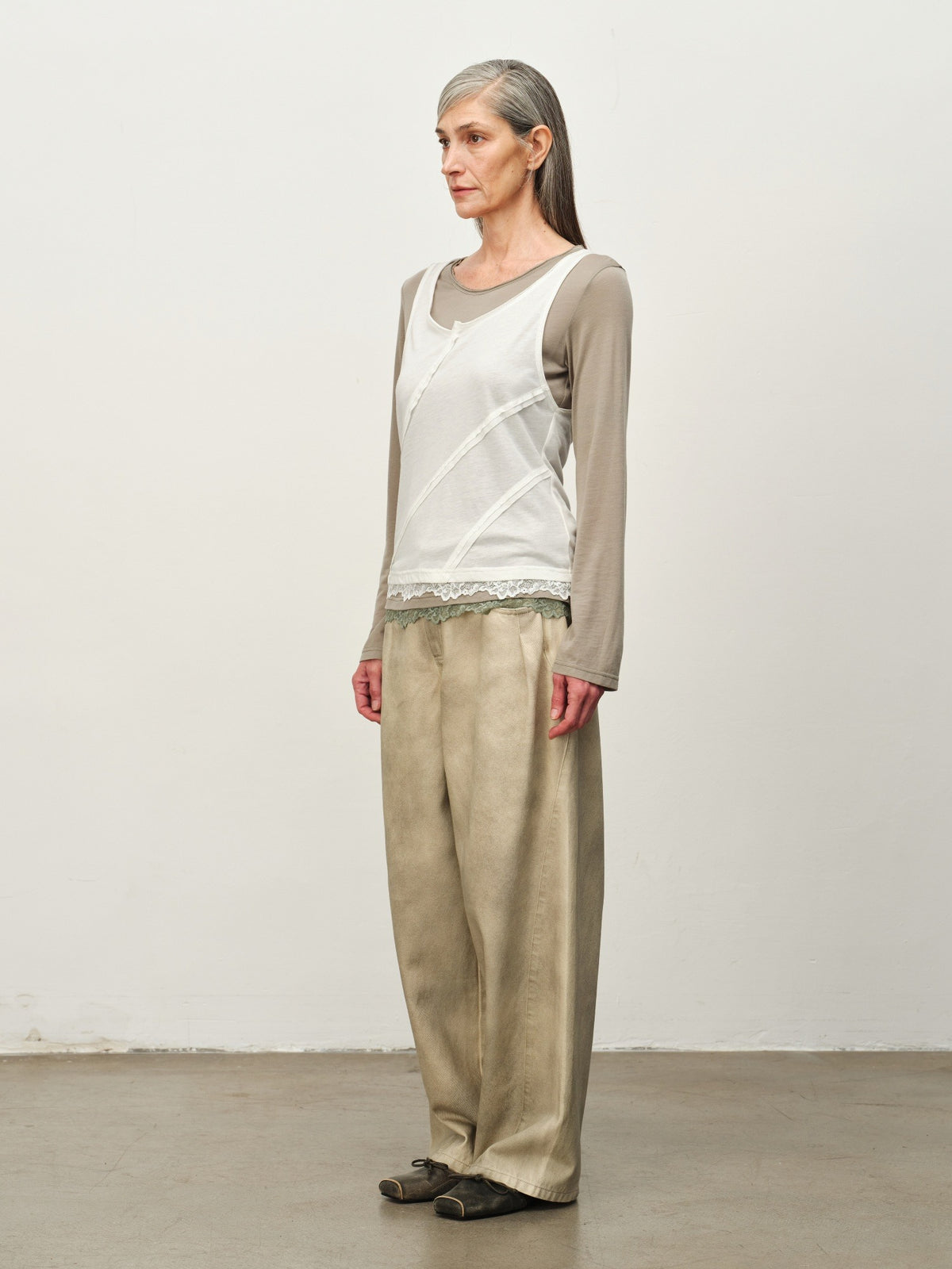Colorblock Lace-Hem Layered Tee