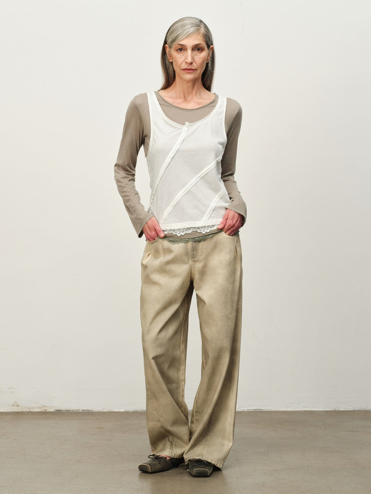 Colorblock Lace-Hem Layered Tee