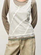 Colorblock Lace-Hem Layered Tee