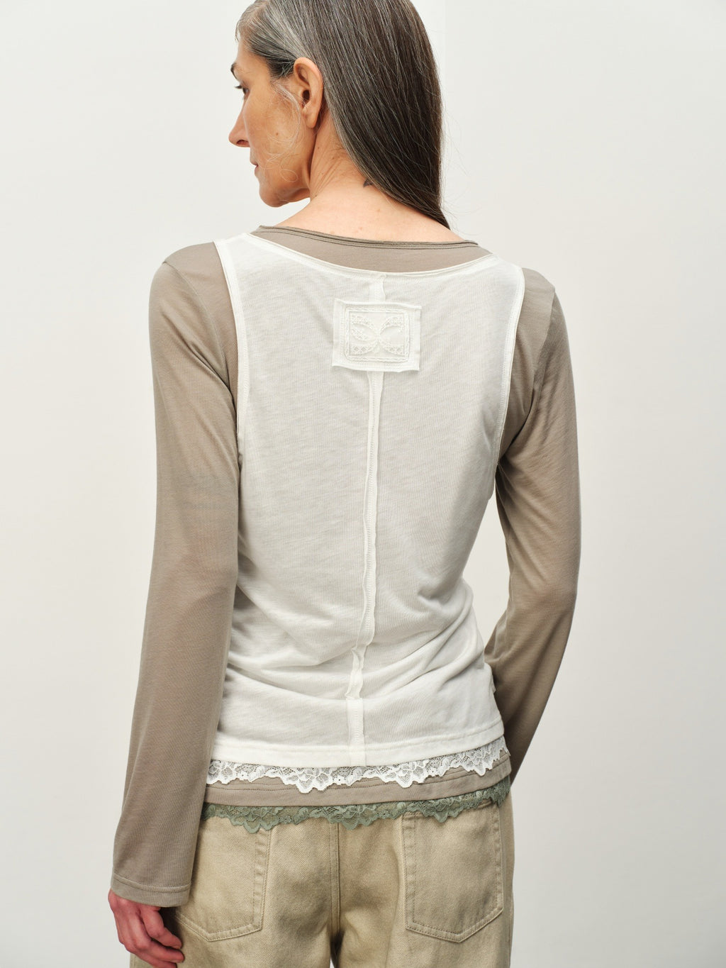 Colorblock Lace-Hem Layered Tee
