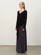 Tie-Hem V-Neck Long-Sleeve Tee