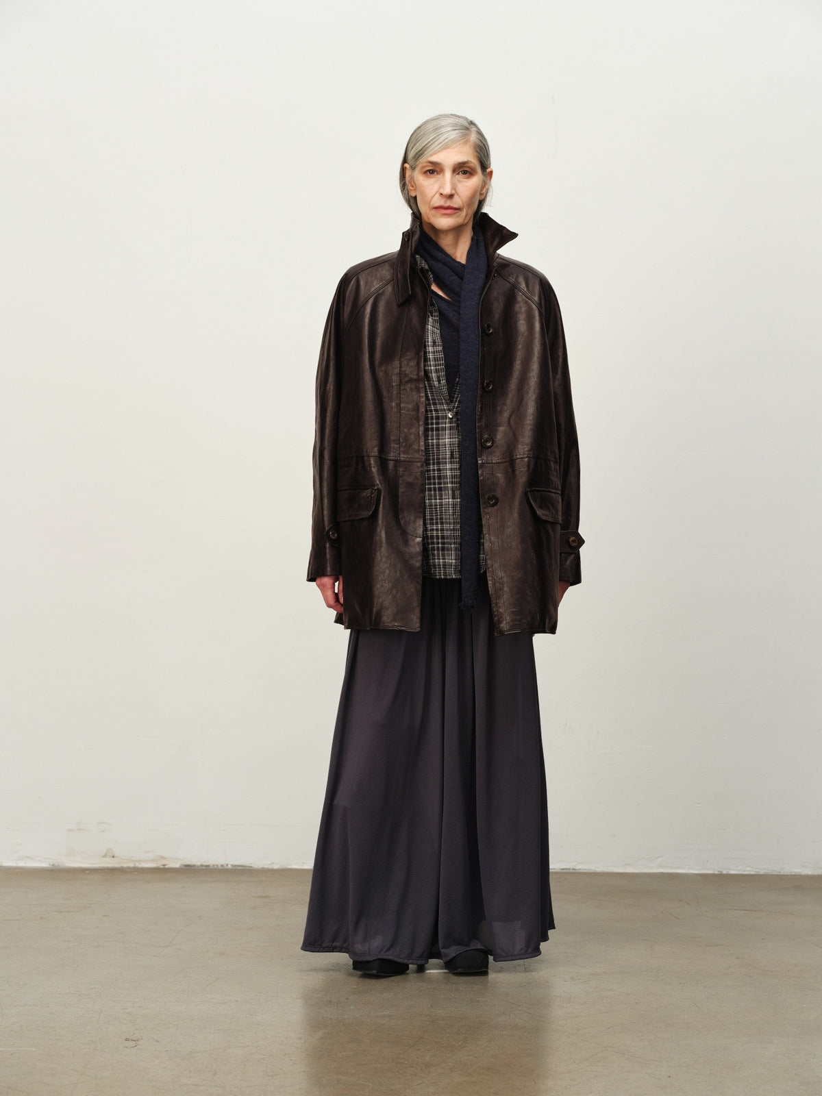 Waxed Sheep Leather Midi Jacket