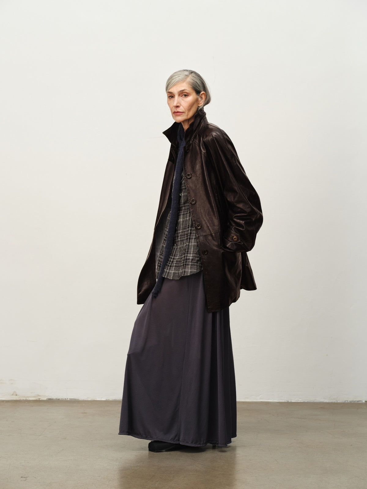 Waxed Sheep Leather Midi Jacket