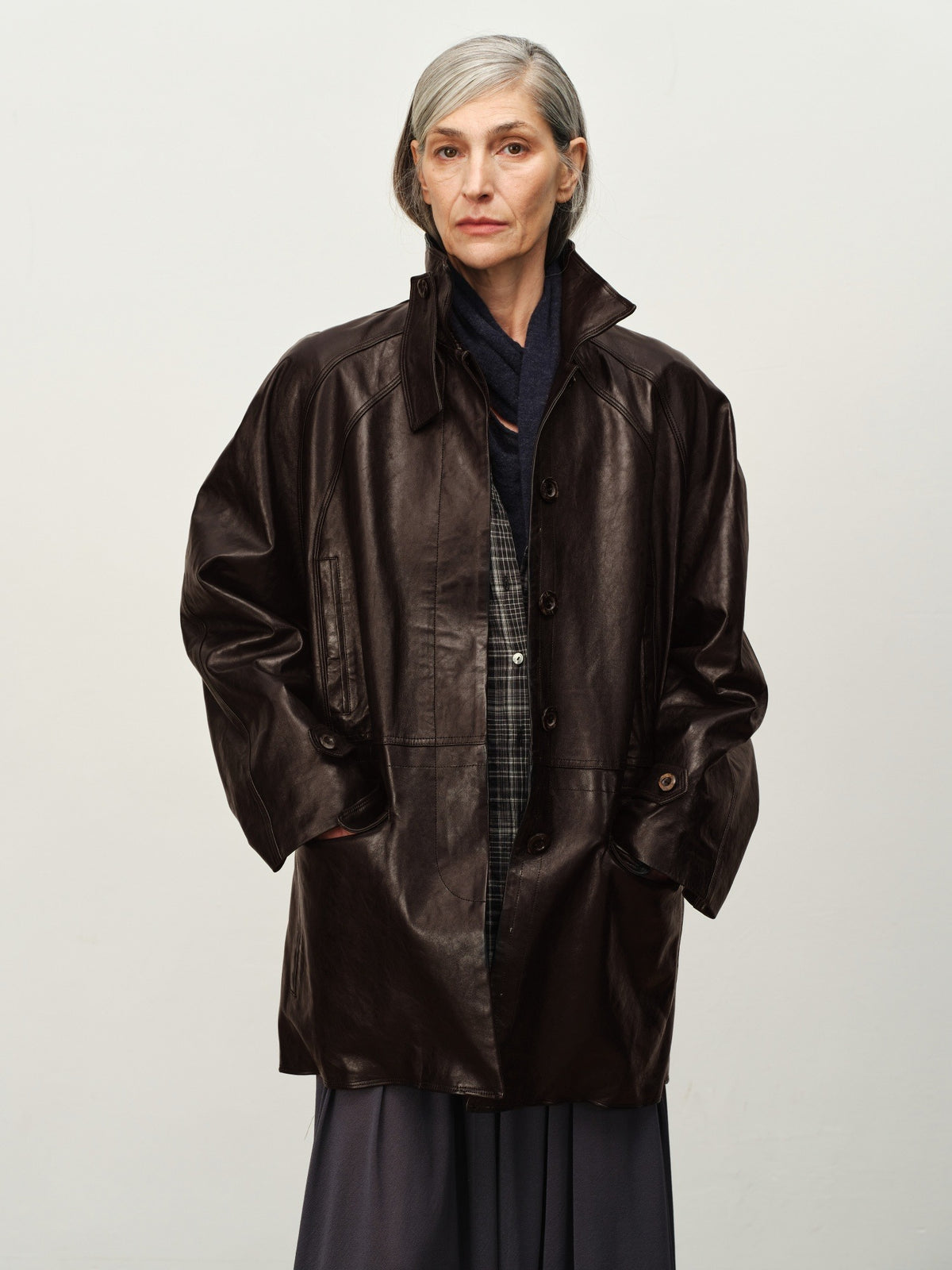 Waxed Sheep Leather Midi Jacket