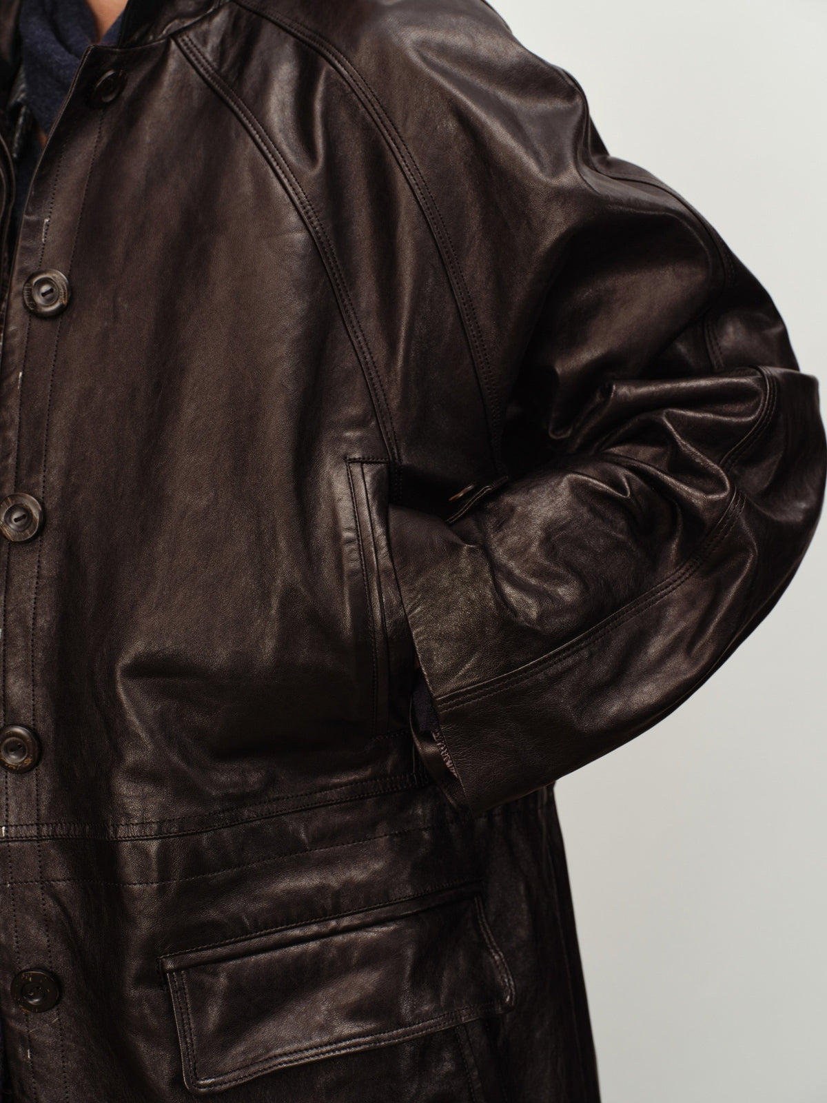 Waxed Sheep Leather Midi Jacket