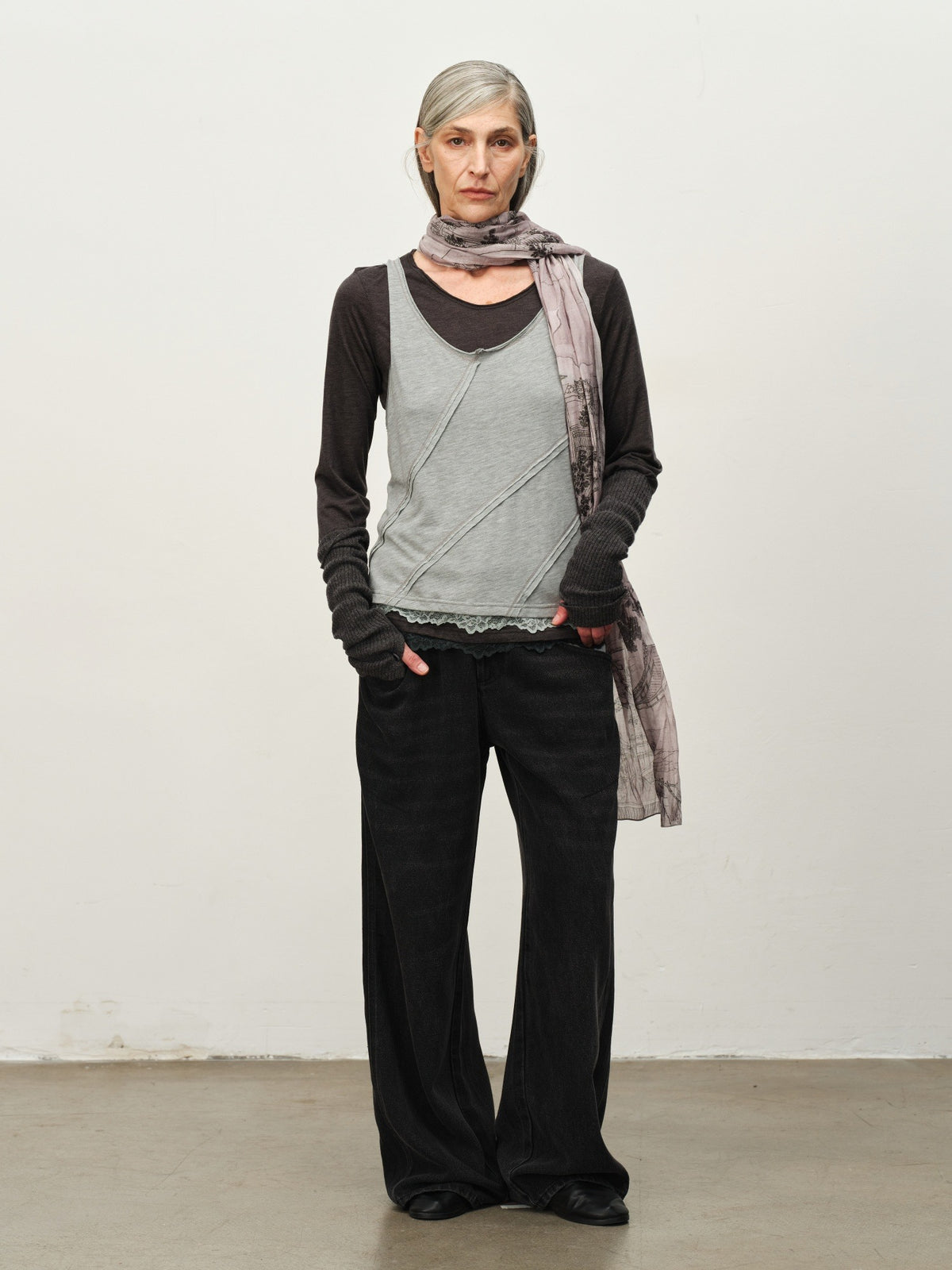 Colorblock Lace-Hem Layered Tee