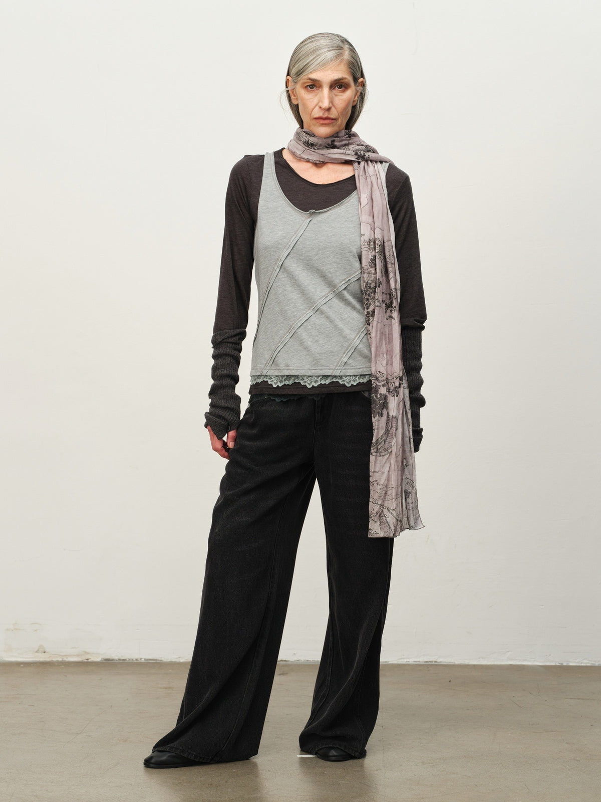 "Garden Dream" Print Straight Jeans