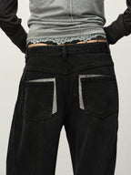 "Garden Dream" Print Straight Jeans