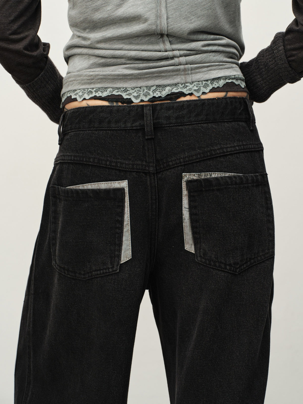 "Garden Dream" Print Straight Jeans