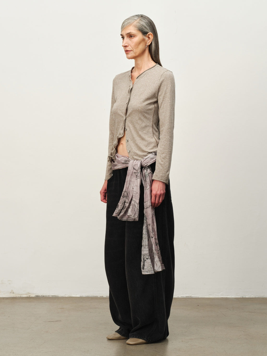 Linen-Blend Ruffle-Trim Cardigan