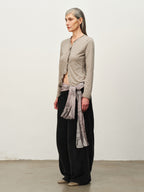 Linen-Blend Ruffle-Trim Cardigan