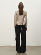 Linen-Blend Ruffle-Trim Cardigan