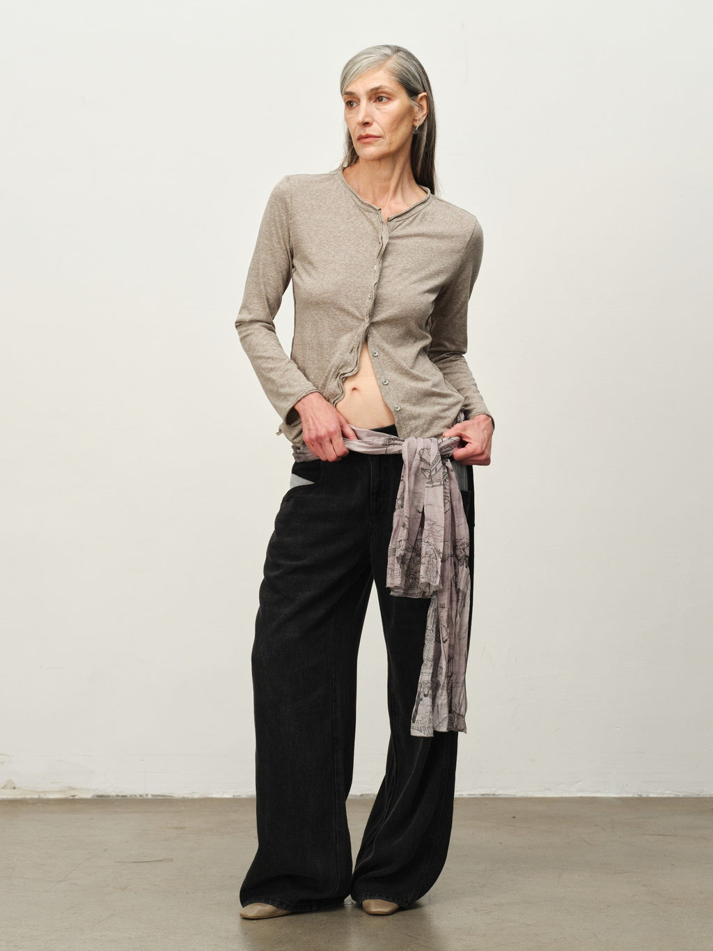 Linen-Blend Ruffle-Trim Cardigan
