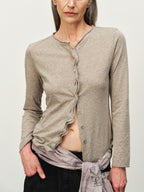 Linen-Blend Ruffle-Trim Cardigan