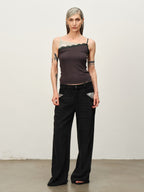 "Garden Dream" Print Straight Jeans