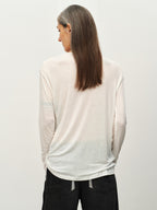 Twist-Hem U-Neck Long-Sleeve Tee