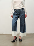 Crackle Print Washed Wide-Leg Pants