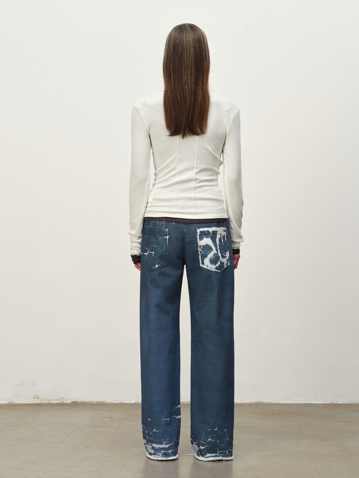 Wool-Blend Lace-Cuff Henley Top