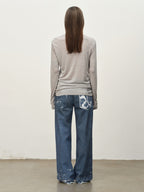Twist-Hem U-Neck Long-Sleeve Tee