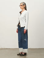 Linen-Blend Ruffle-Trim Cardigan