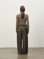 Wool Scarf-Collar Knit Sweater
