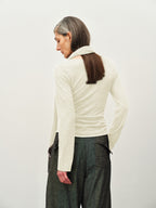 Wool Scarf-Collar Knit Sweater