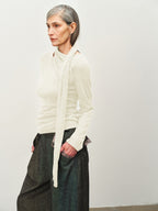 Wool Scarf-Collar Knit Sweater