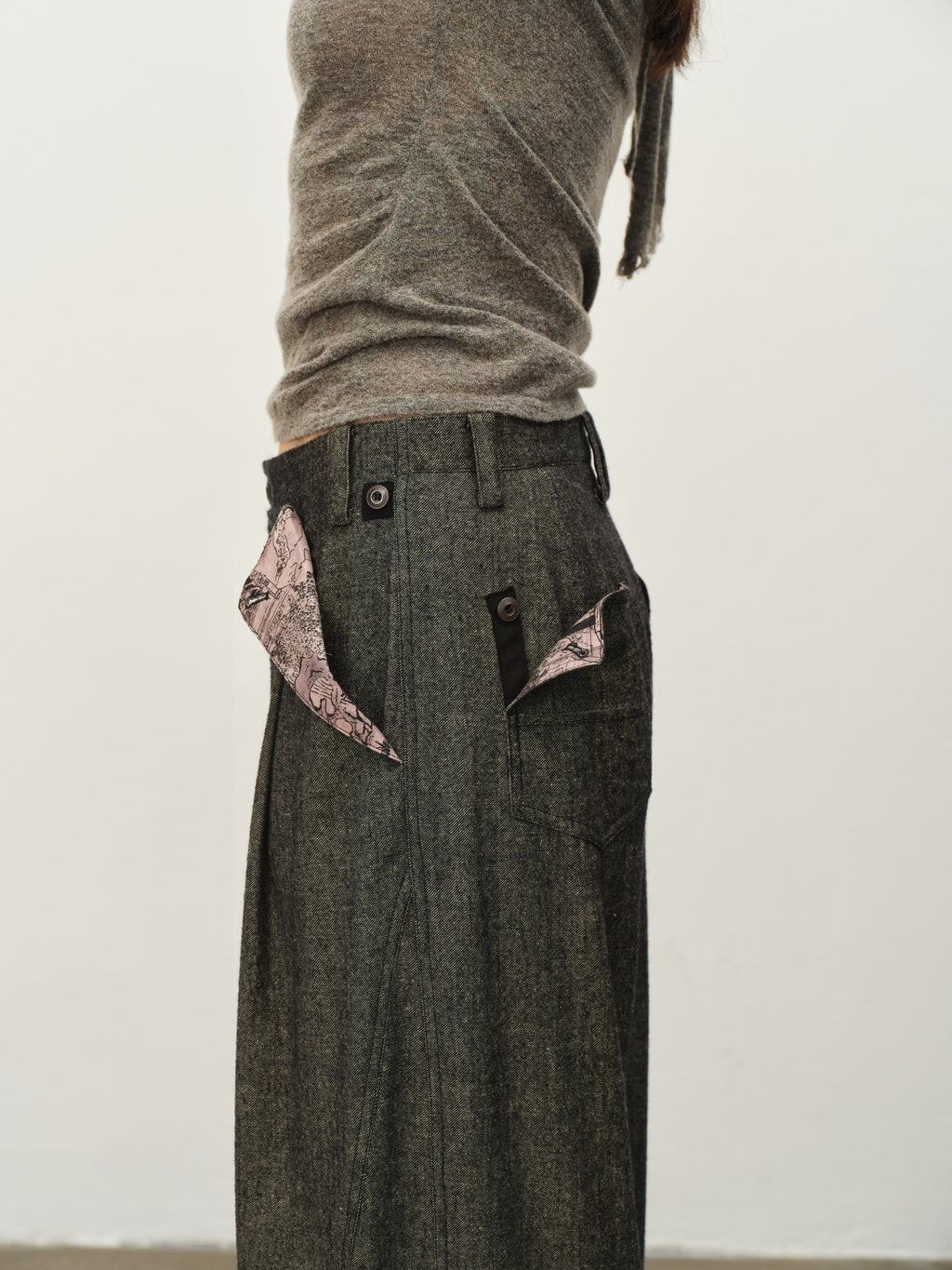 Wool "Garden Dream" Print Cocoon Pants